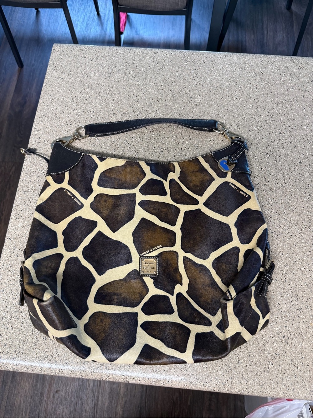 Dooney & Bourke Brown & Cream Giraffe-Print Hobo